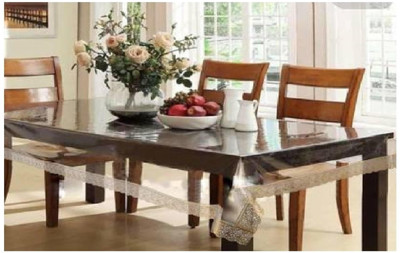 dakshrup PVC 6 Seater Solid Table Cover(Transparent)