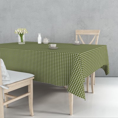 AIRWILL Checkered 6 Seater Table Cover(Green, Cotton)