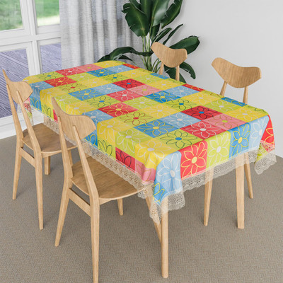 The Dazzling House Printed 4 Seater Table Cover(Multicolor, PVC)