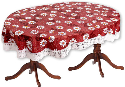 Bharta Retail PVC 6 Seater Printed Table Cover(Red)