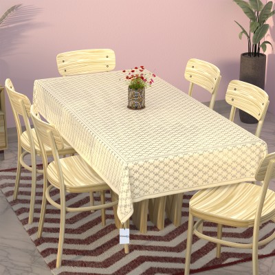 HOMESTIC Self Design 6 Seater Table Cover(Cream, Cotton)