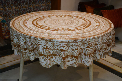 RajoDyana Self Design 4 Seater Table Cover(Maroon, Cotton)