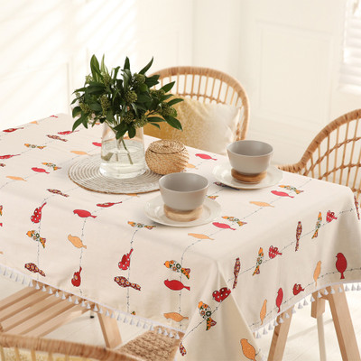Urban Space Printed 6 Seater Table Cover(Humming Bird Red, Cotton)