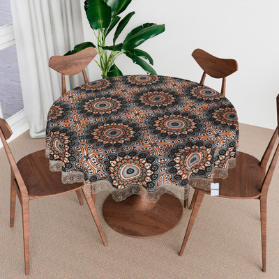 HOMESTIC Self Design 4 Seater Table Cover(Black, PVC)