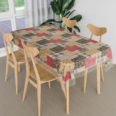 KUBER INDUSTRIES Self Design 6 Seater Table Cover(Maroon, PVC)
