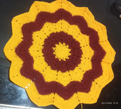 KHD Cotton 2 Seater Floral Table Cover(Yellow)