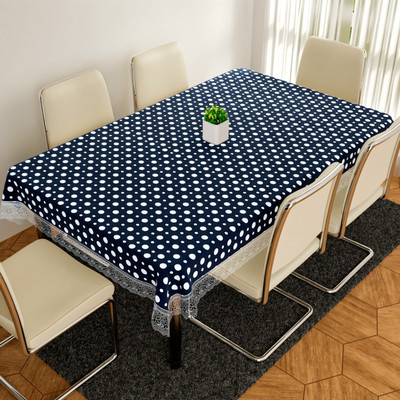 KUBER INDUSTRIES Self Design 6 Seater Table Cover(Blue, PVC)