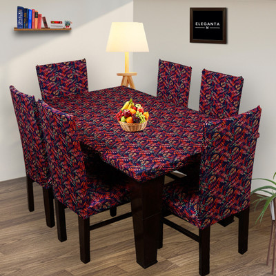 Eleganta Graphic 4 Seater Table Cover(RedBlueFern, Polyester)