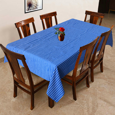 OASIS Cotton 6 Seater Striped Table Cover(Blue)