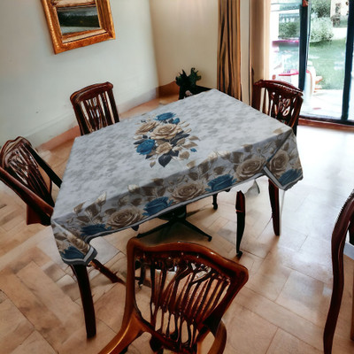 Mopak Decor Cotton 4 Seater Printed Table Cover(Grey, Pack of 2)