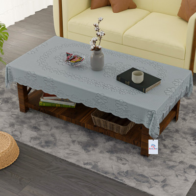 Heart Home Self Design 4 Seater Table Cover(Grey, Cotton)