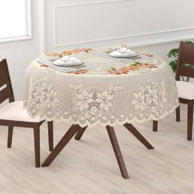 croox Cotton 2 Seater Floral Table Cover(Rust)