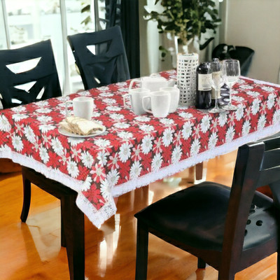 Mopak Decor Printed 2 Seater Table Cover(Red, Polyester)