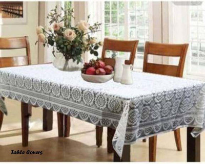 Shri Ganesh Handloom Self Design 6 Seater Table Cover(White, Polyester)