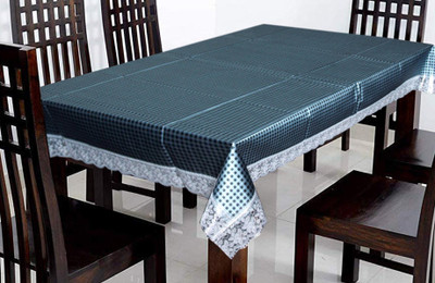 KUBER INDUSTRIES Checkered 6 Seater Table Cover(Grey, PVC)