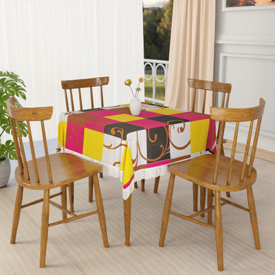 KUBER INDUSTRIES Self Design 4 Seater Table Cover(Multicolor, PVC)