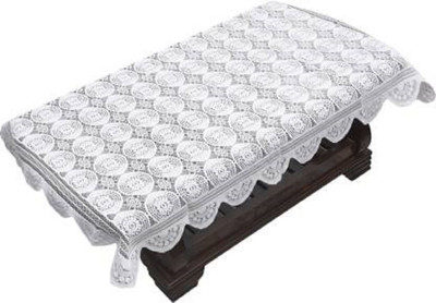 Abhsand Self Design 4 Seater Table Cover(White, Cotton)