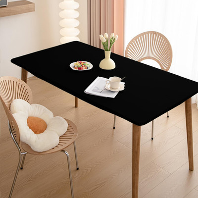 HOKiPO Vinyl 4 Seater Solid Table Cover(Black)