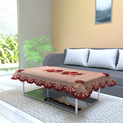 CASA FURNISHING Polyester 4 Seater Embroidered Table Cover(Maroon)