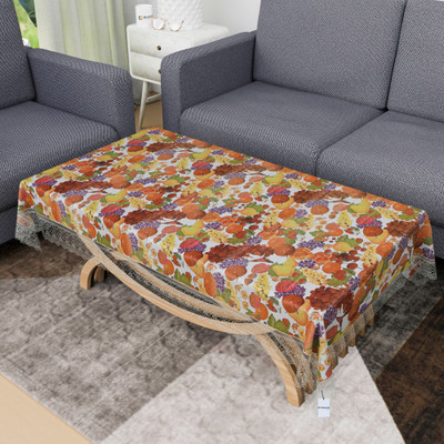 HOMESTIC Self Design 4 Seater Table Cover(White, PVC)