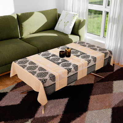 KUBER INDUSTRIES Self Design 4 Seater Table Cover(Orange, Cotton)