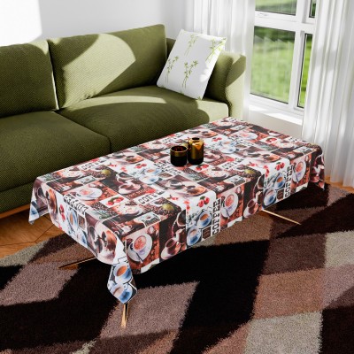 KUBER INDUSTRIES Floral 4 Seater Table Cover(Coffee, PVC)