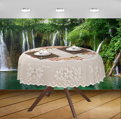 EASTTARDOMM Floral 6 Seater Table Cover(Beige, Cotton)