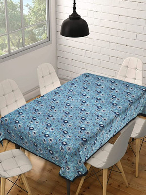 Texstylers Cotton 8 Seater Abstract Table Cover(Blue Floral)