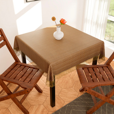 KUBER INDUSTRIES Checkered 4 Seater Table Cover(Yellow, PVC)