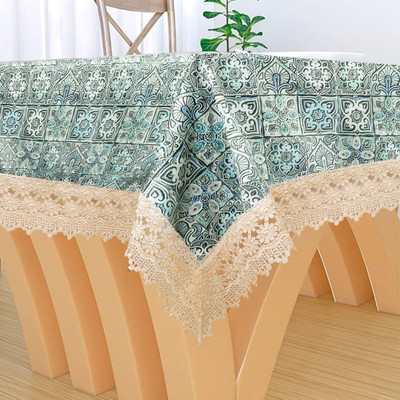 MONKDECOR Fleur-de-lis 6 Seater Table Cover(Light Blue, Polyester)