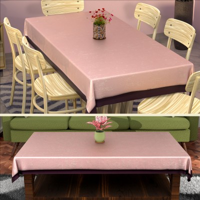 KUBER INDUSTRIES Self Design 6 Seater Table Cover(Pink, Cotton, Pack of 2)