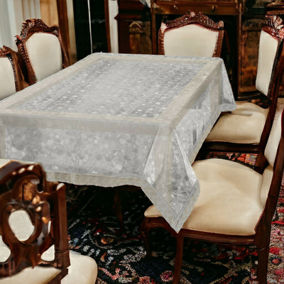Mopak Decor Printed 4 Seater Table Cover(White, Polyester)