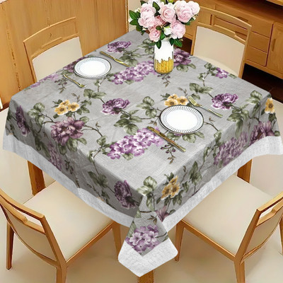 Dakshya Industries Printed 4 Seater Table Cover(Grey, PVC)