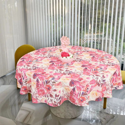 RajoDyana Printed 6 Seater Table Cover(Peach, Cotton)