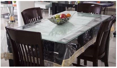 Dreamworld Solid 4 Seater Table Cover(CLEAR, Plastic)