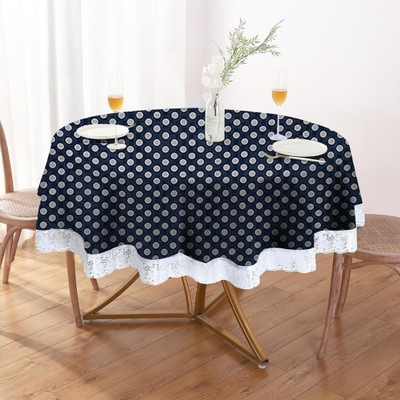 Wings Star Self Design 4 Seater Table Cover(Multicolor, Polyester)