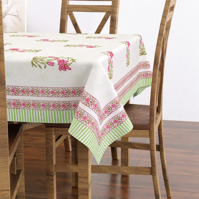 Blocks Of India Cotton 6 Seater Floral Table Cover(Multicolor)