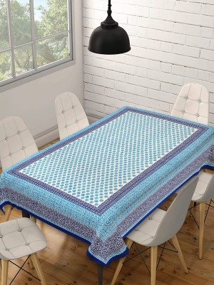 Texstylers Printed 6 Seater Table Cover(Blue, White, Cotton)