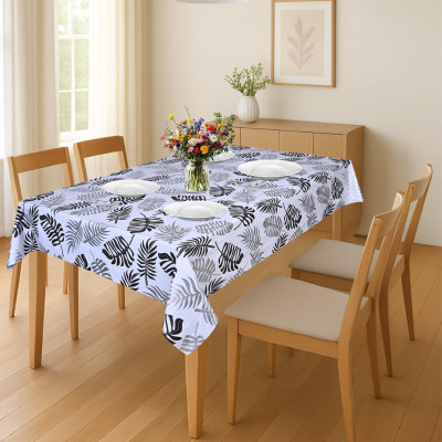 KingMatters Floral 6 Seater Table Cover(Black, Grey, PVC)