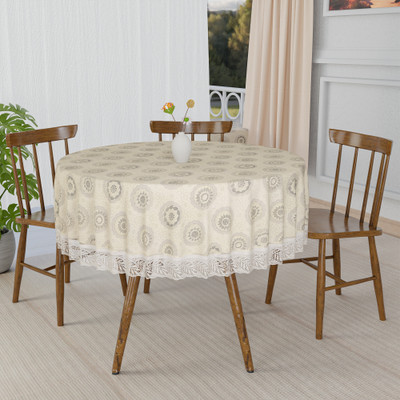 KUBER INDUSTRIES Self Design 4 Seater Table Cover(Yellow, Grey, PVC)