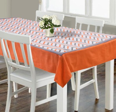 Dekor World Cotton 4 Seater Printed Table Cover(Orange)