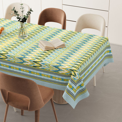 HappyKraft Cotton 6 Seater Printed Table Cover(Green)