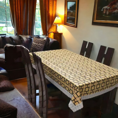 Mopak Decor Embroidered 6 Seater Table Cover(Brown, Polyester)
