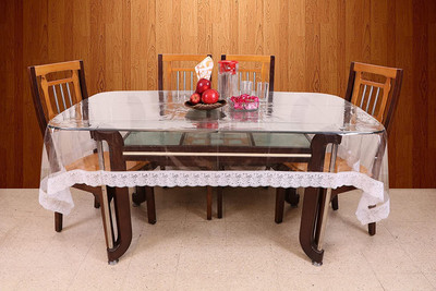 DSScreationBEST Solid 4 Seater Table Cover(White, PVC)