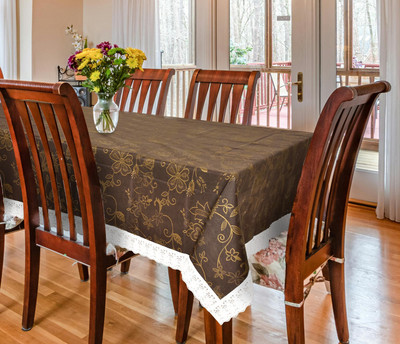 journey Floral 6 Seater Table Cover(Brown, PVC)
