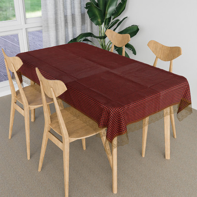 KUBER INDUSTRIES Self Design 6 Seater Table Cover(Maroon, PVC)