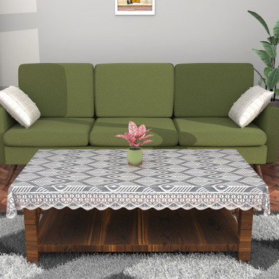 KUBER INDUSTRIES Self Design 4 Seater Table Cover(Grey, Cotton)
