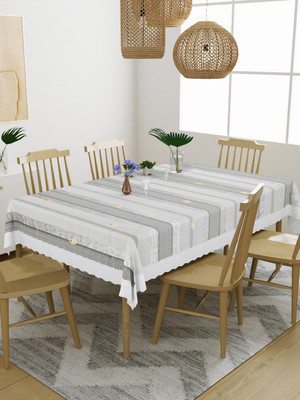 Dream Weaverz PVC 6 Seater Abstract Table Cover(Grey)