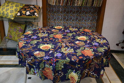 RajoDyana Cotton 6 Seater Printed Table Cover(Blue)