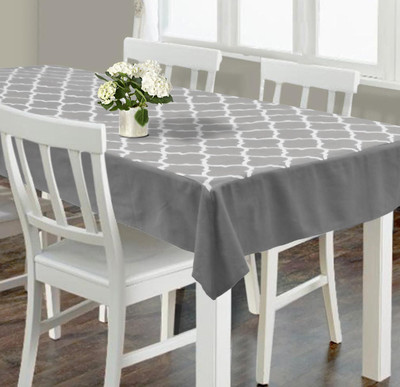 Dekor World Cotton 4 Seater Printed Table Cover(Grey)